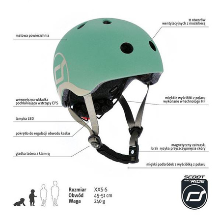Scootandride Kask XXS-S Dla Dzieci 1-5 Lat  Forest