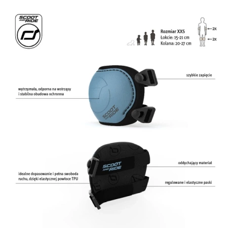 [OUTLET] Scootandride Zestaw Ochraniaczy dla Dzieci S Steel