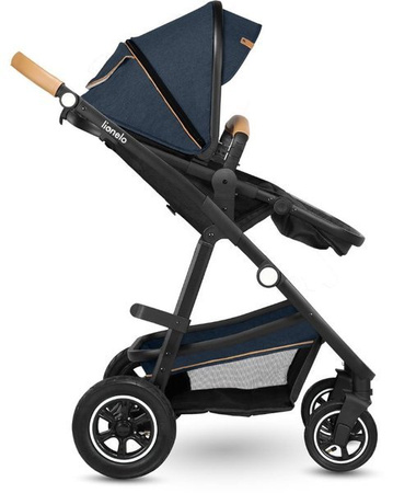 Lionelo Amber Wózek Głęboko-Spacerowy + Lionelo Astrid Fotelik Samochodowy 0-13 kg Zestaw 3w1 Blue Navy