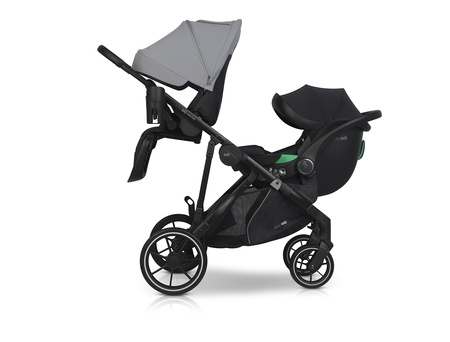 Easy Go Duoflex Wózek Głęboko-Spacerowy Bliźniaczy Rok po Roku Cloudy Gray 1 Siedzisko 1 Gondola