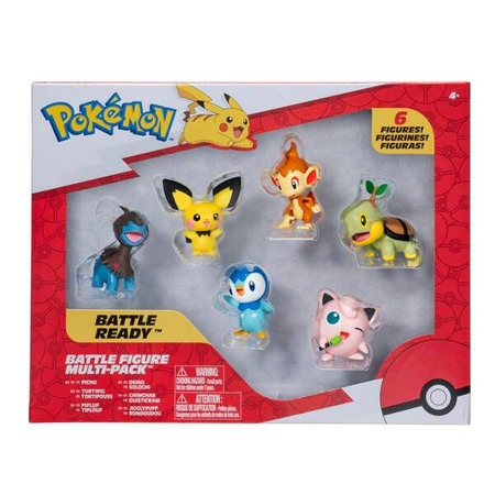 Jazwares Pokemon. Figurki Bitewne. Multipack: Pichu, Deino, Jigglypuff, Turtwig, Piplup, Chimchar. Seria 5