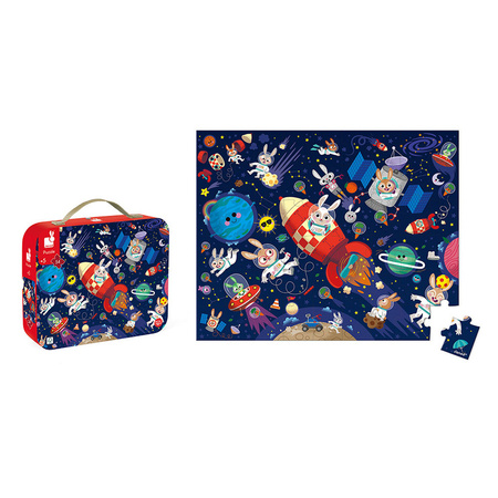 Janod Puzzle w walizce Rakieta kosmiczna 54 elementy 5+
