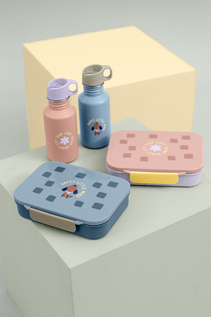 Lassig Bidon ze stali nierdzewnej z ustnikiem i uchwytem 500 ml Pattern Party Blue/green