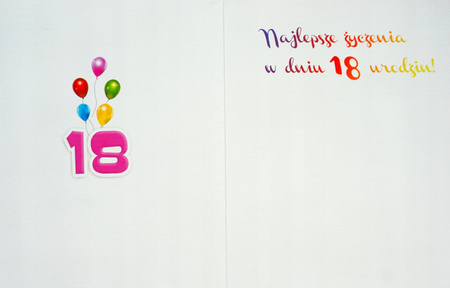 W&K Karnet Kartka 18 Urodziny Cyrkonie Dziewczyna