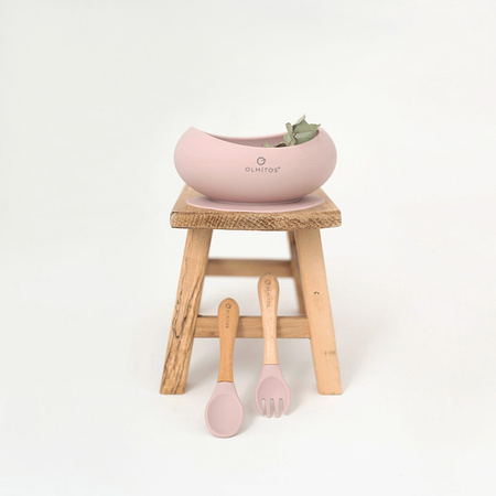 Olmitos Miseczka silikonowa ze sztućcami różowy