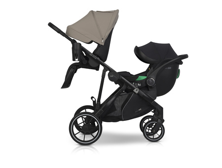 Easy Go Duoflex Wózek Głęboko-Spacerowy Bliźniaczy Rok po Roku Savana Beige 2 Siedziska 1 Gondola