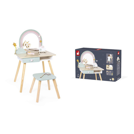 Janod Duża toaletka drewaniana z akcesoriami Jednorożec 3+