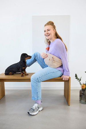 PALOPA Torebka nerka na smakołyki dla psa Emma teddy-fleece beige Edycja limitowana