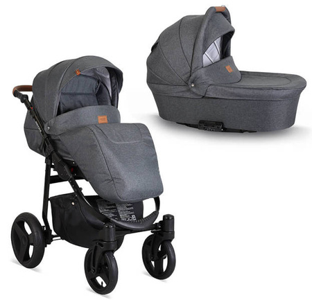 Kunert Rotax Wózek Głęboko-Spacerowy Limonka + Liście Biała Rama Koła Żelowe