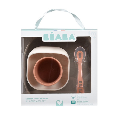 Beaba Komplet naczyń z silikonu z przyssawką Terracotta (stary indeks: 913591)