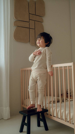 Lodger dwuczęściowa piżamka bawełniana beżowa Ciumbelle Ivory r. 74