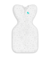 Love To Dream Swaddle Up Otulacz - rozmiar XS - biały, kosmos i napisy ETAP1 - 0.2 TOG Original