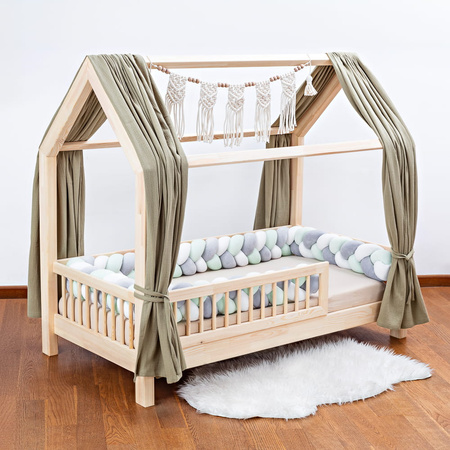 SenLove Ochraniacz do Łóżeczka Warkocz 360cm Szaro-Biało-Miętowy