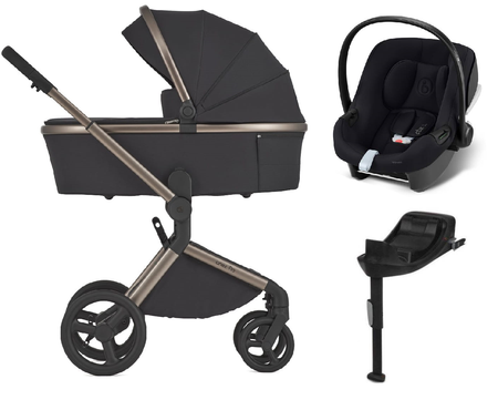 Anex Flo Wózek Głęboko-Spacerowy Solo + Cybex Aton B2 i-Size Fotelik Samochodowy 0-13kg + Baza One Volcano Black	