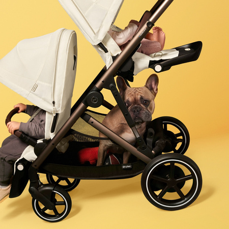 Cybex E-Gazelle S Wspomagany Wózek Spacerowy Rama Taupe Stormy Blue + Fotelik Cybex Cloud G I - Size Fotelik + Baza G + Adaptery