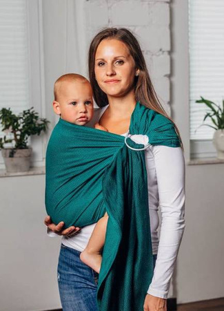 LennyLamb Chusta Kółkowa Do Noszenia Dzieci Splot Jodełkowy Ramię Bez Zakładek Standard 1,8 m 100% Bawełna Szmaragd 