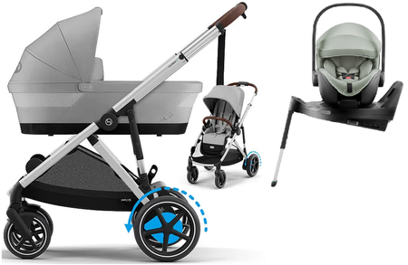 Cybex E-Gazelle S Wspomagany Wózek Głęboko-Spacerowy + Britax Romer Baby-Safe Pro Fotelik Samochodowy 0-13kg + Baza