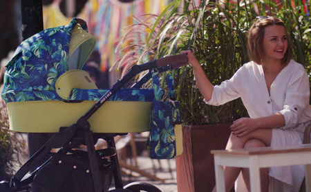 Kunert Rotax Wózek Głęboko-Spacerowy Szary Len + Pomarańcz Czarna Rama Koła Żelowe