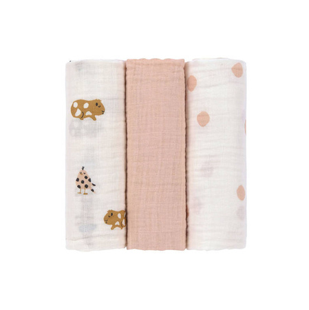 Lassig Muślinowa pieluszka otulacz z biobawełny Zestaw 3 szt. 85x85cm Little Mateys spicy orange