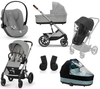 Cybex Balios S Lux 2.0 Wózek Głęboko-Spacerowy Stone Grey + Cloud G I-Size Fotelik Samochodowy 0-13kg + Osłony Przeciwdeszczowe + Adaptery