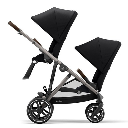 Cybex Gazelle S Wózek Bliźniaczy + Foteliki Cybex Aton M I-Size & SensorSafe 0-13 kg  + Adaptery  Deep Black rama Taupe