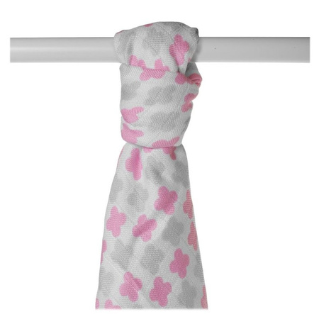 Xkko BMB Ręcznik Bambusowy Otulacz 90x100cm Scandinavian Baby Pink Cross