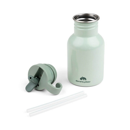 Done by Deer Butelka Metalowa Ze Słomką Croco Green 350ml