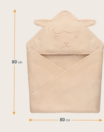 Lionelo Ręcznik kąpielowy z kapturkiem Muslin Hooded Towel Beige Sand 
