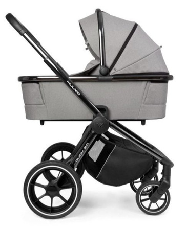 Muuvo Quick 3.0 Wózek Głęboko-Spacerowy Black Chrome z Gondolą XL Zestaw 2w1 Steel Grey