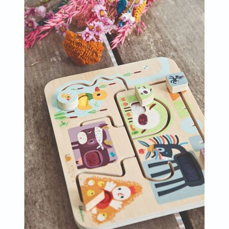 Lilliputiens Drewniana Tablica Labirynt Sensoryczny Farma 18 m+