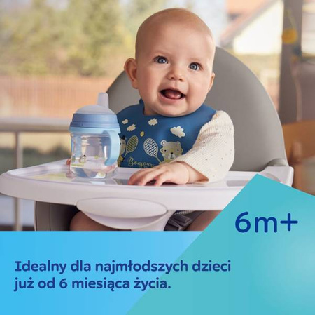 Canpol Babie sFirstCup Kubek z Silikonowym Ustnikiem 250ml Bonjour Niebieski 56/613_blu