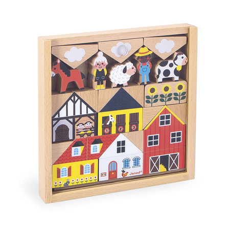 Janod Zestaw klocków i figurek 34 el. Wieś Cross Roads 2+