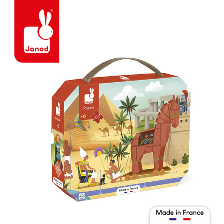Janod Puzzle panoramiczne w walizce Antyk i mitologia 100 elementów 6+ Made in France