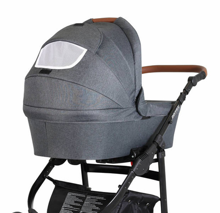 Kunert Rotax Wózek Głęboko-Spacerowy Szary Biała Rama Koła Żelowe