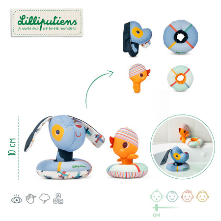 Lilliputiens Przytulanki do kąpieli Piesek Jules i Kaczorek Gaspard 6 m+