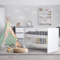 KLUPŚ, łóżeczko-tapczanik 140×70 biel