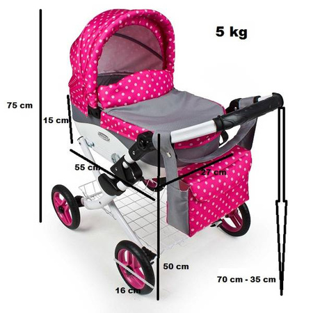 Adbor Lily Wózek dla Lalek Różówy Jednorożce Lc-23