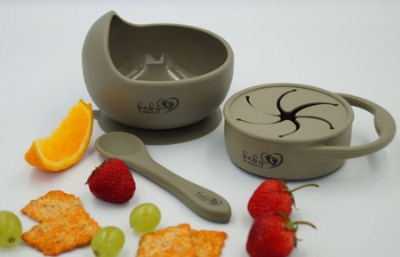 Baby in World Miska Silikonowa Z Przyssawką I Łyżeczką  Sage