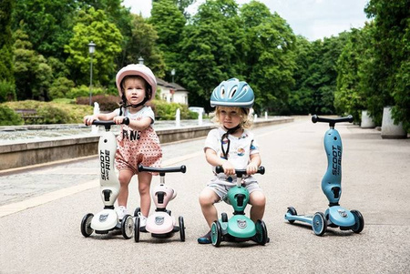 Scootandride Highwaykick 1 Jeździk i Hulajnoga 2w1 1-5 lat + Scootandride Kask Dla Dzieci S-M Rose