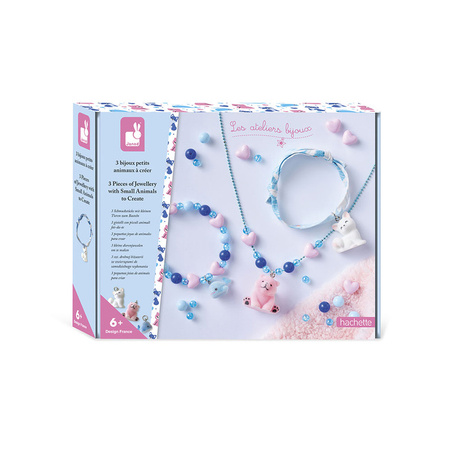 Janod Zestaw kreatywny do tworzenia biżuterii z zawieszkami Małe zwierzątka 6+