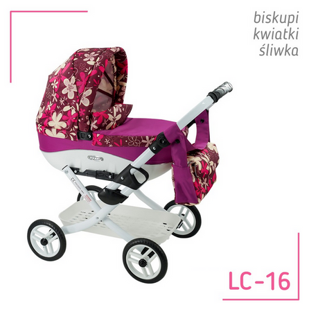 Adbor Lily Wózek dla Lalek Fioletowy Kwiatki Lc-16