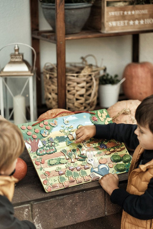 Janod Układanka drewniana magnetyczna z 70 magnesami Ogród