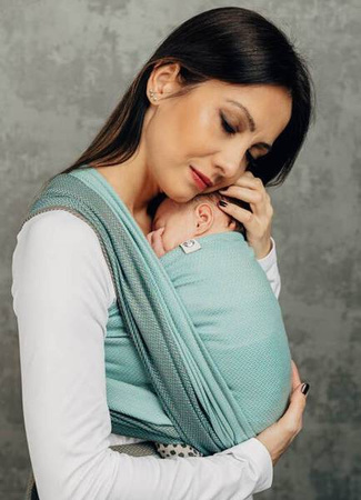 LennyLamb Moja Pierwsza Chusta Do Noszenia Dzieci Tkana Splotem Jodełkowym Mała Jodełka Rozmiar M 4,6m 100% Bawełna Baby Mint
