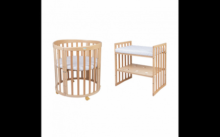 [OUTLET] Waldin Łóżeczko Dziecięce Owalne 7w1 z Materacem Natural