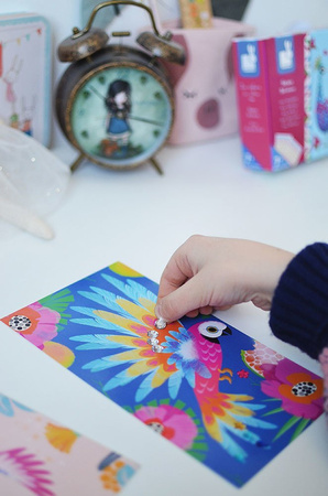 Janod USZKODZONE OPAKOWANIE Zestaw artystyczny Czarodziejskie cyrkonie Piękne ptaki 7+