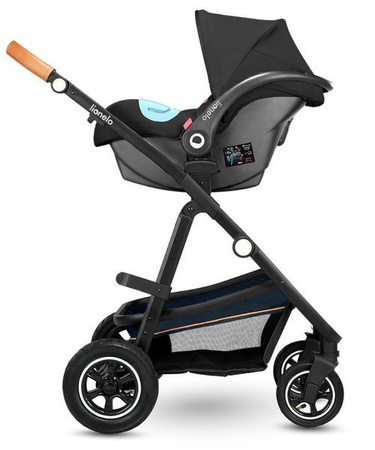 Lionelo Amber Wózek Głęboko-Spacerowy + Lionelo Astrid Fotelik Samochodowy 0-13 kg Zestaw 3w1 Blue Navy