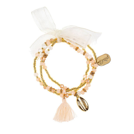 Souza! Potrójna bransoletka z chwostem biało-złoto-jasnoróżowa Evette