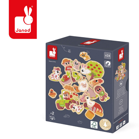 Janod Magnesy drewniane Na farmie 24 szt. 2+