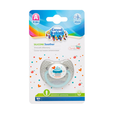 Canpol Babies Cupcake Smoczek Uspokajający Silikonowy Symetryczny 0-6m Szary