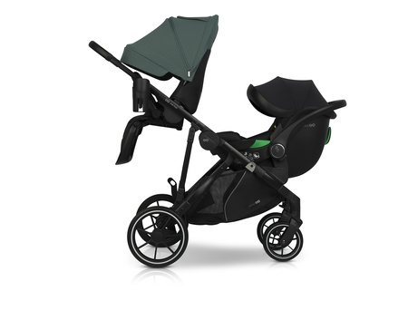 Easy Go Duoflex Wózek Głęboko-Spacerowy Bliźniaczy Rok po Roku Sage Green 2 Siedziska 1 Gondola